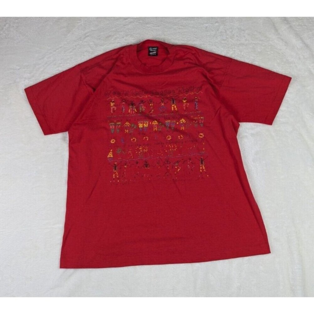 Vintage Roots Rasta Mens Xlarge Single Stitch T shirt Reggae Music Band Tee Red